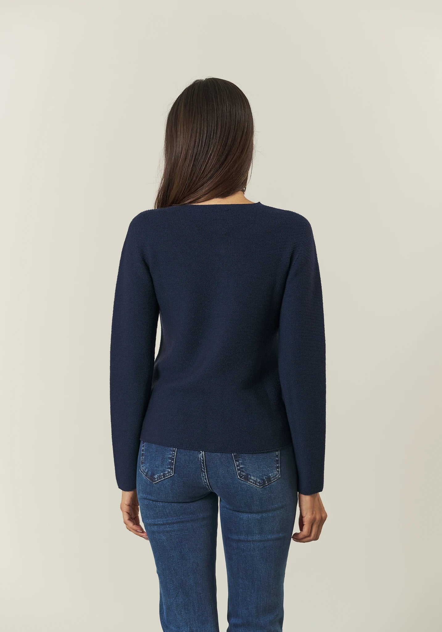 Giacca maglia blu lana merinos Harmony
