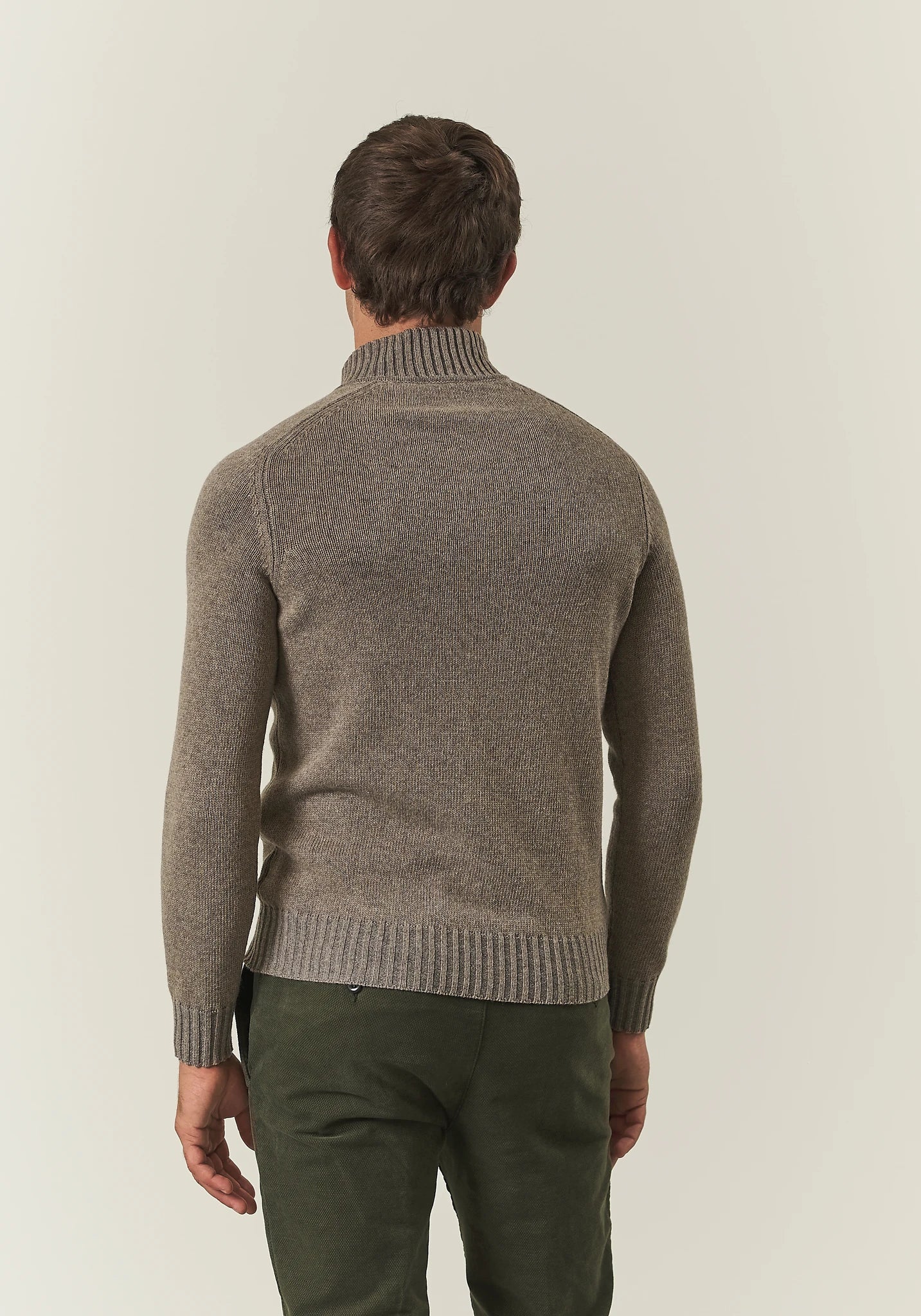 Maglia full zip beige misto lana vanisè