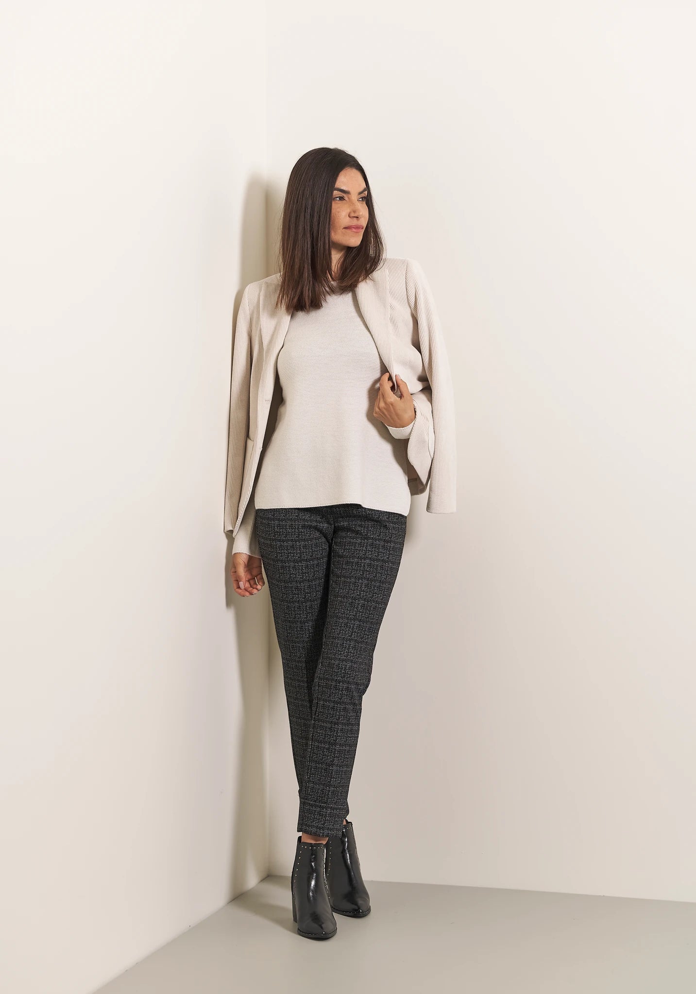 Girocollo beige lana merinos Harmony