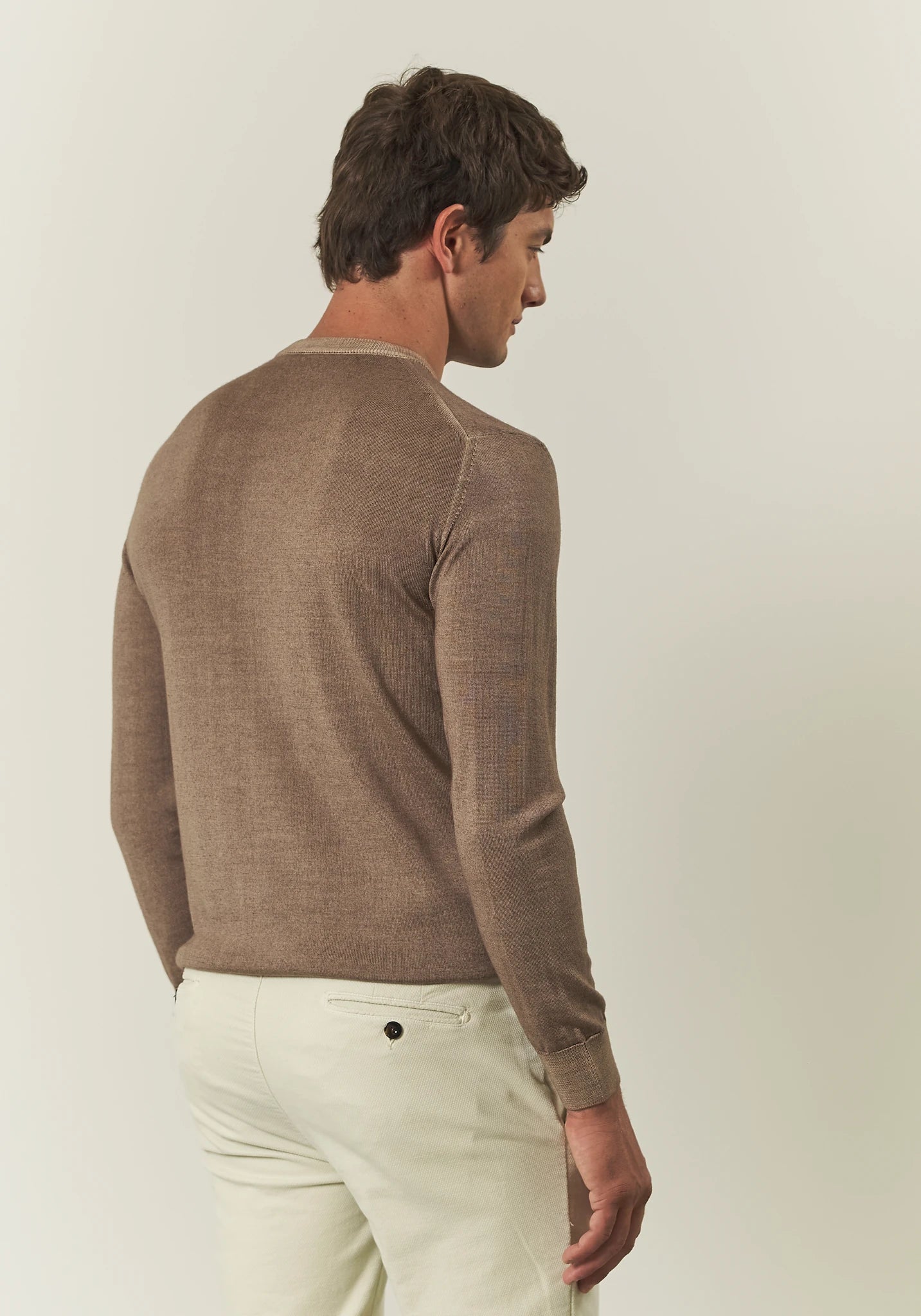 Girocollo beige lana effetto acidato
