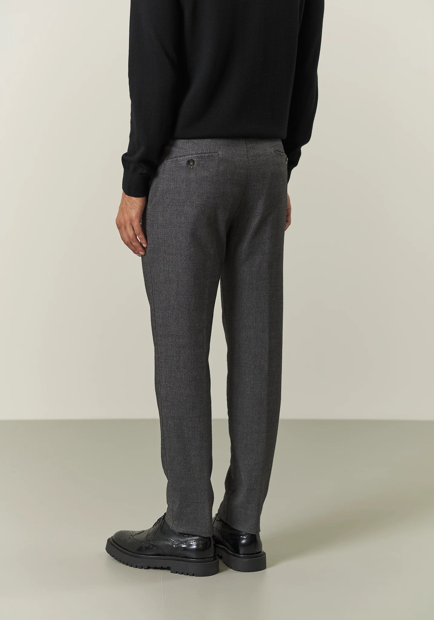 Pantalone grigio effetto lana pinces slim fit
