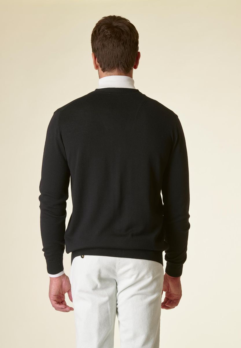 Cardigan nero bottoni merino lana Gatto