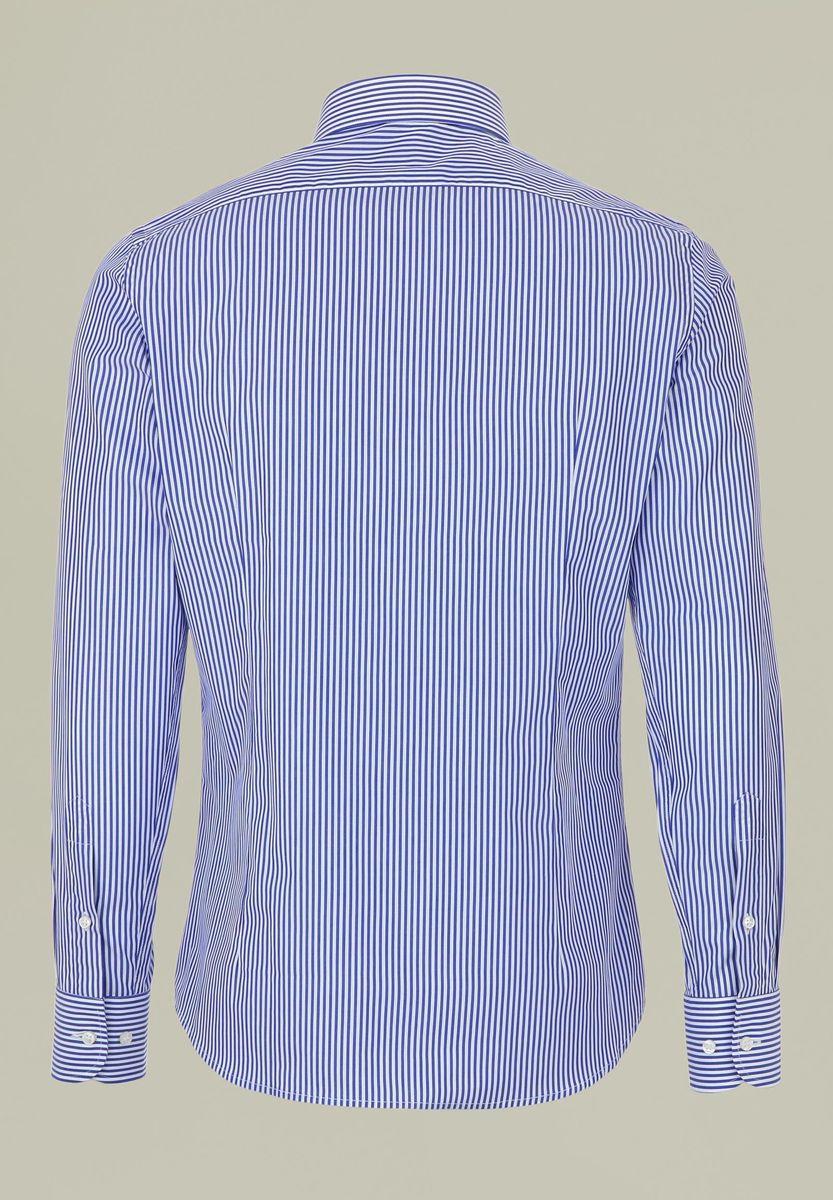 Camicia blu bianca rigata media Slim-Angelico