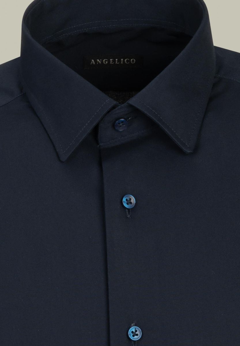 Regular fit Italian stretch blue shirt Angelico 2