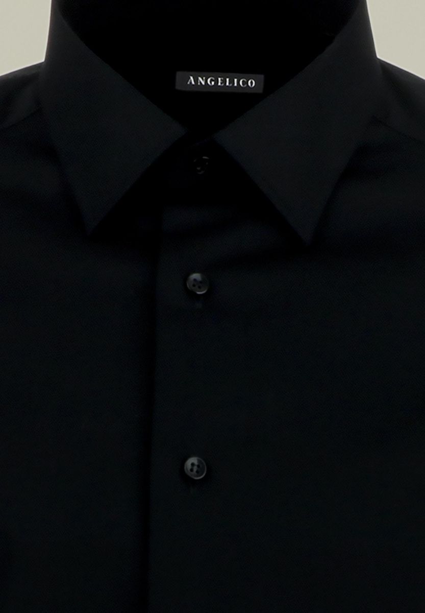 Camicia nera cotone elasticizzato Slim Angelico 2