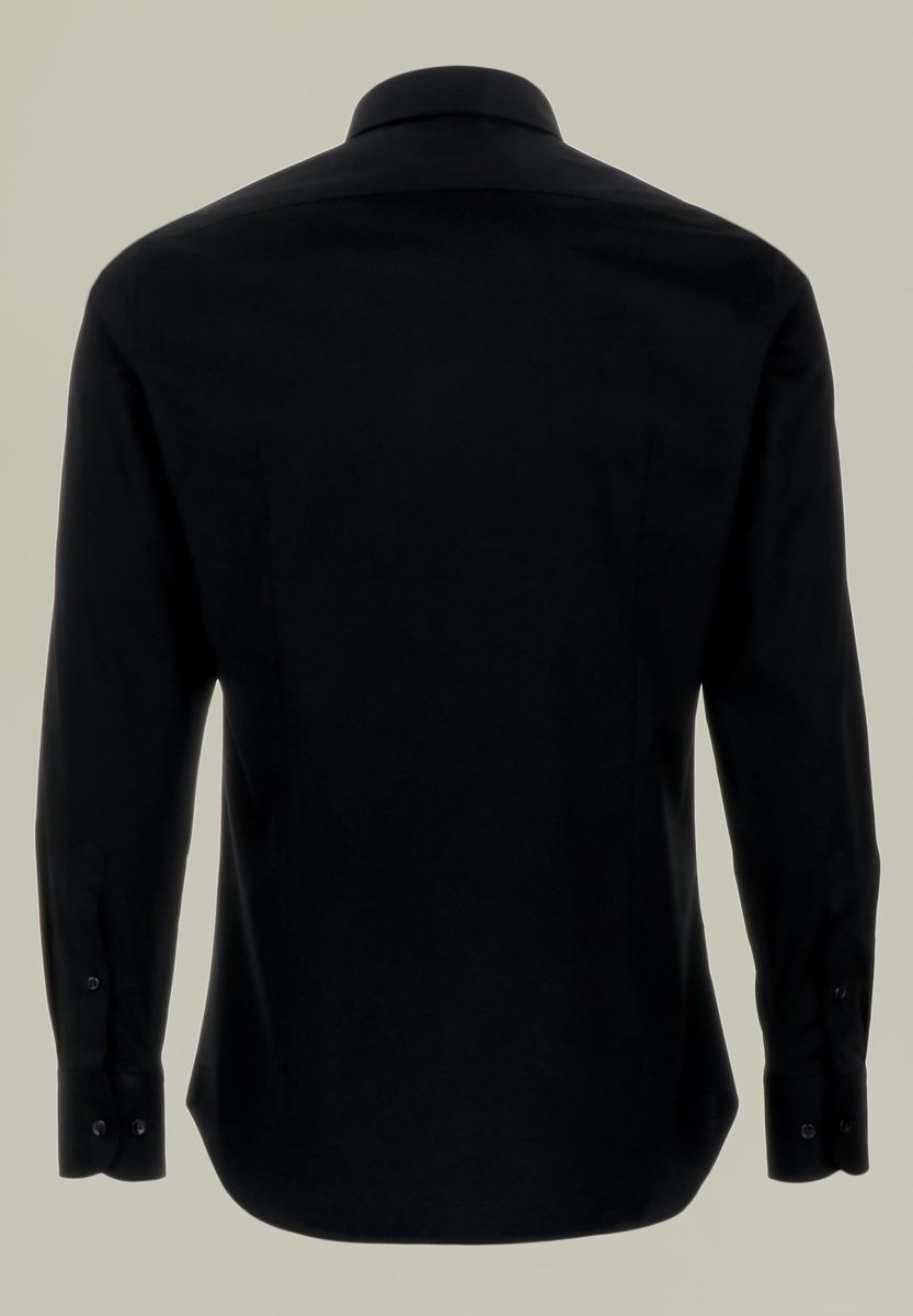Camicia nera cotone elasticizzato Slim Angelico 3