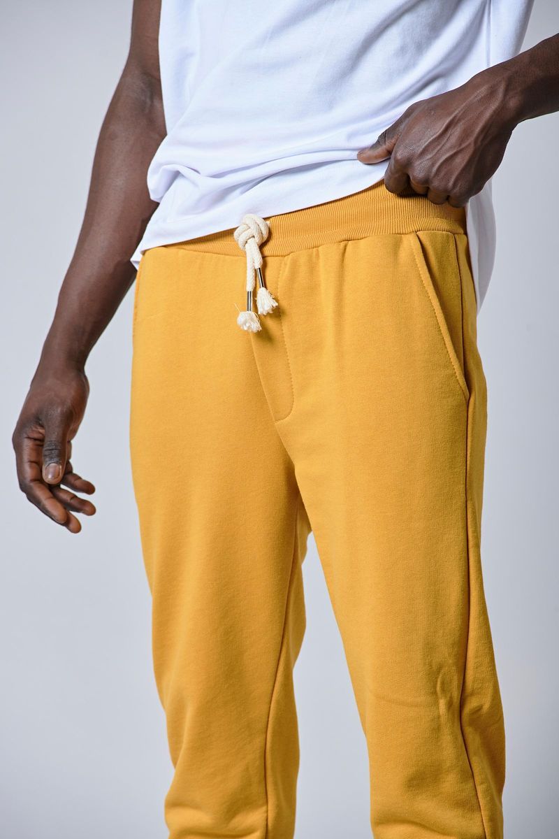Angelico - Pantalone felpa giallo bordi costina - 2