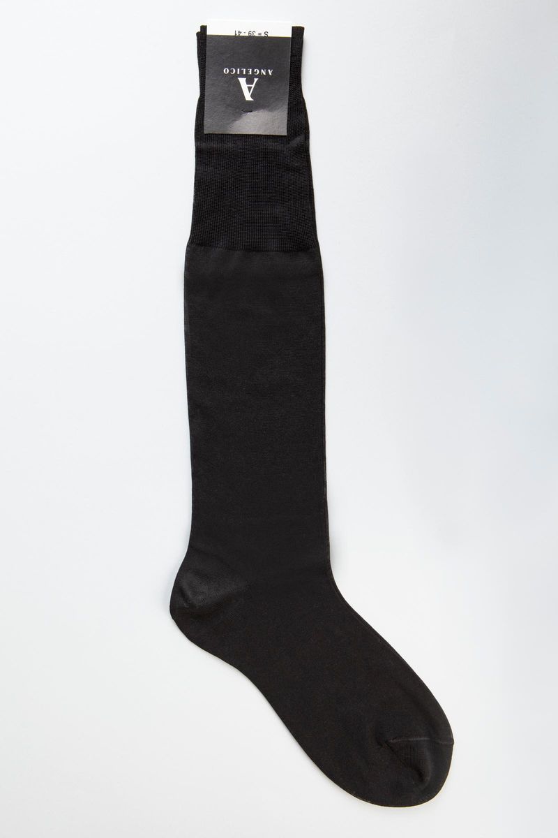 Calza nera unita cotone filo scozia