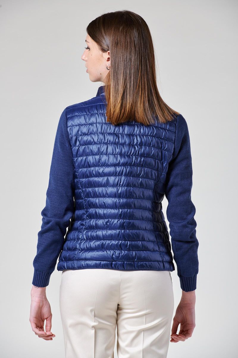 Giacchina blu eco-piuma maniche maglia