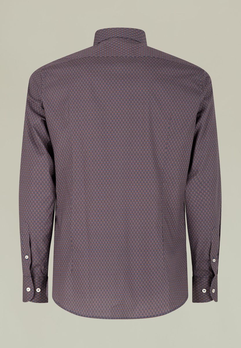 Camicia marrone-blu rombi slim