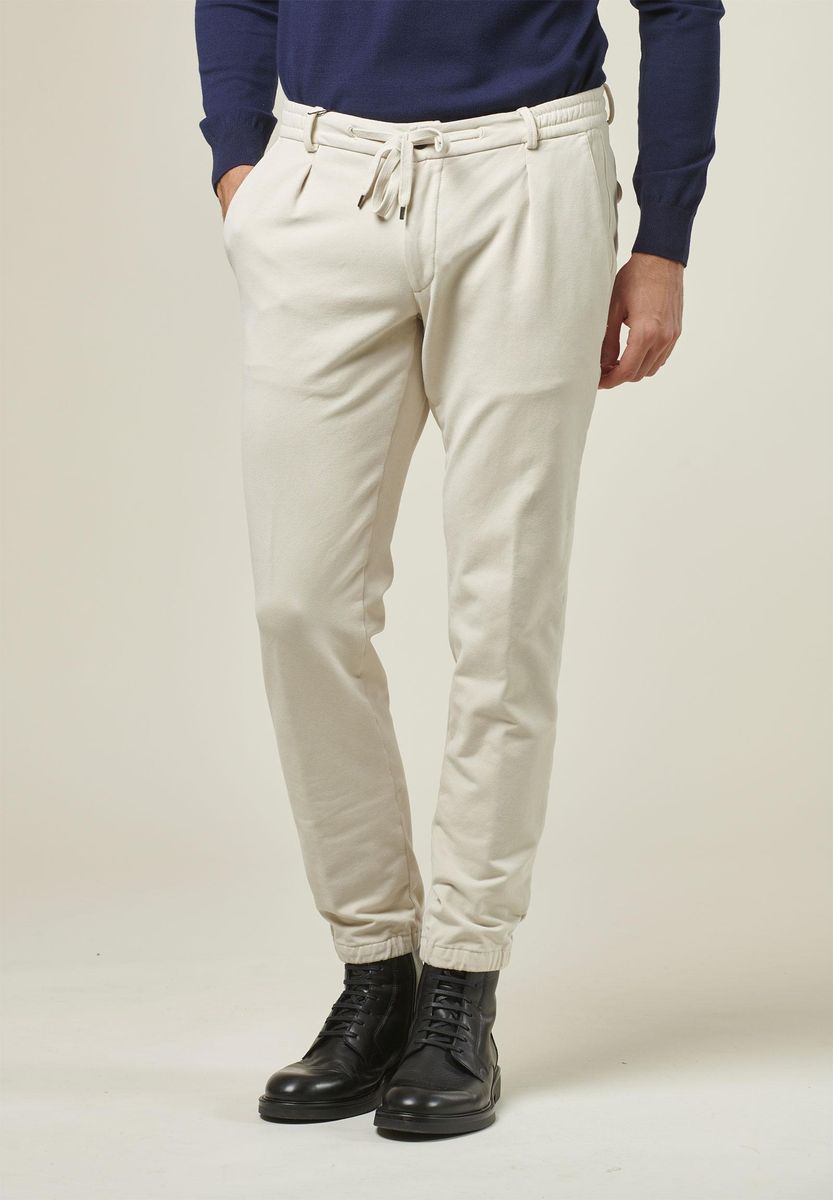 Pantalone ecru coulisse fondo elastico slim