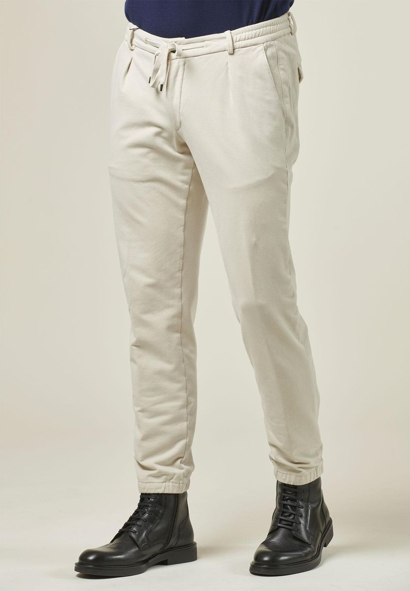 Pantalone ecru coulisse fondo elastico slim