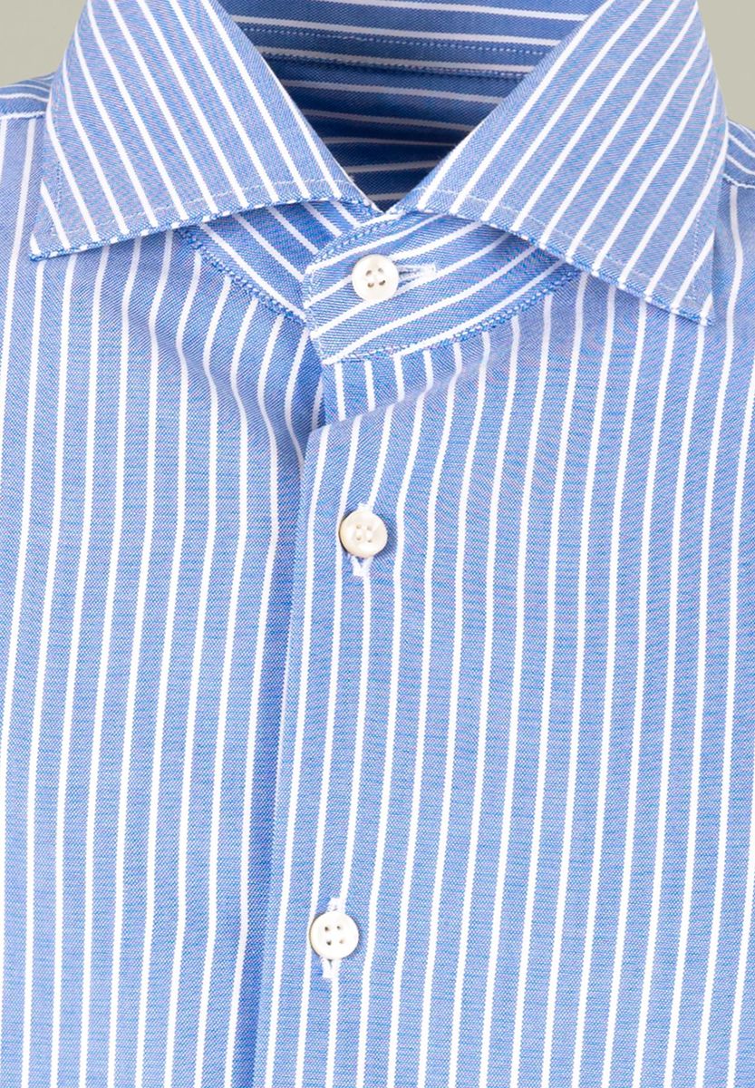 Camicia bluette riga fine bianca