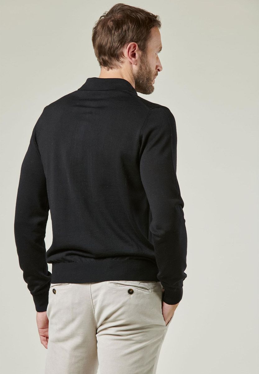 Maglia nera polo merino