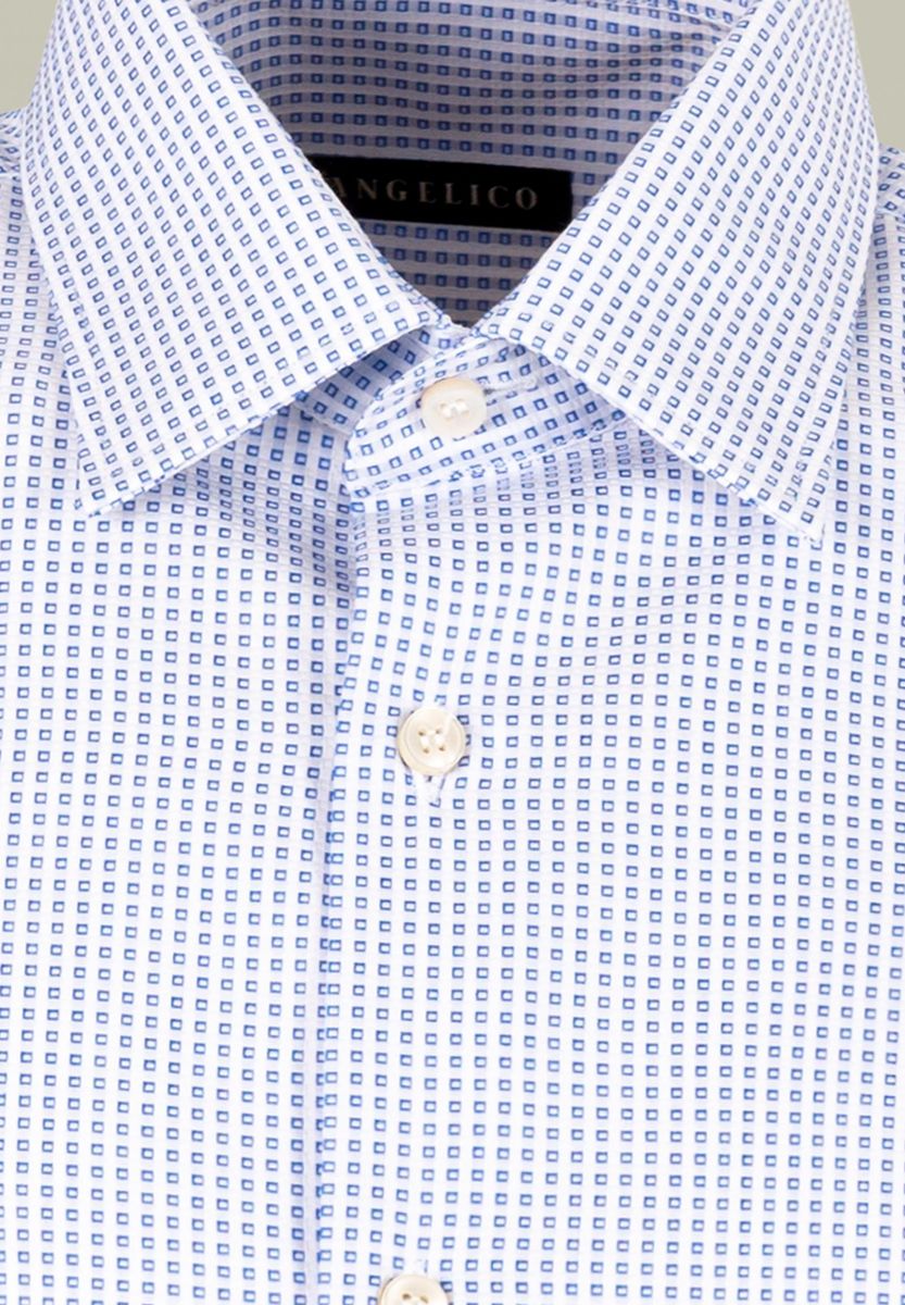Camicia bianca stampa quadretto bluette