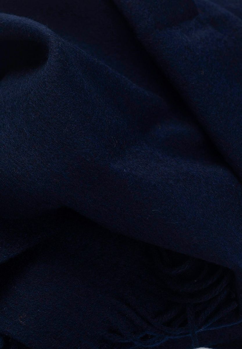 Sciarpa blu lana frange
