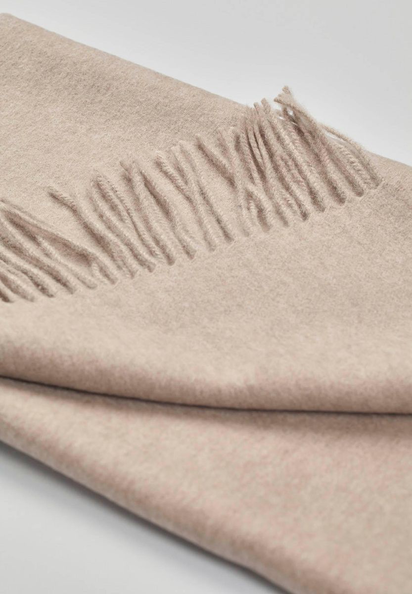 Sciarpa beige lana frange