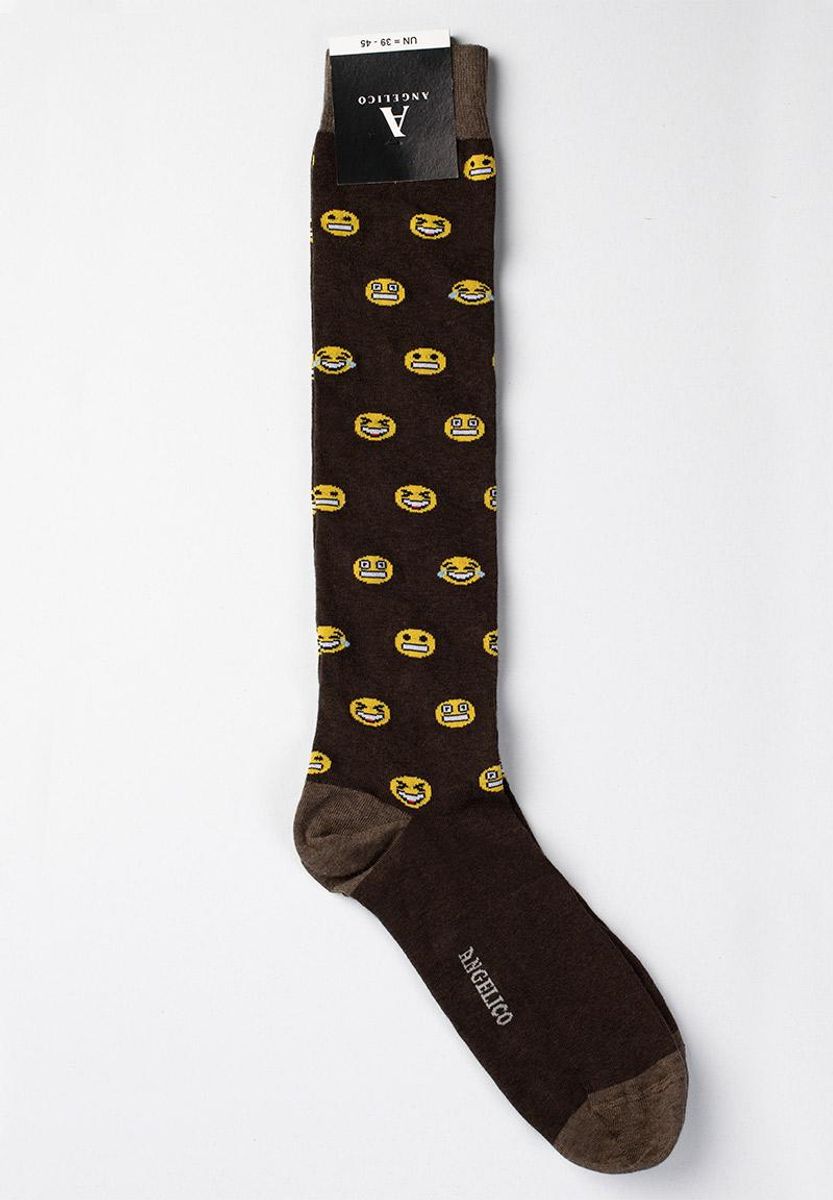 Calza marrone smile giallo cotone stretch