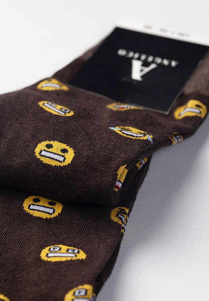 Calza marrone smile giallo cotone stretch