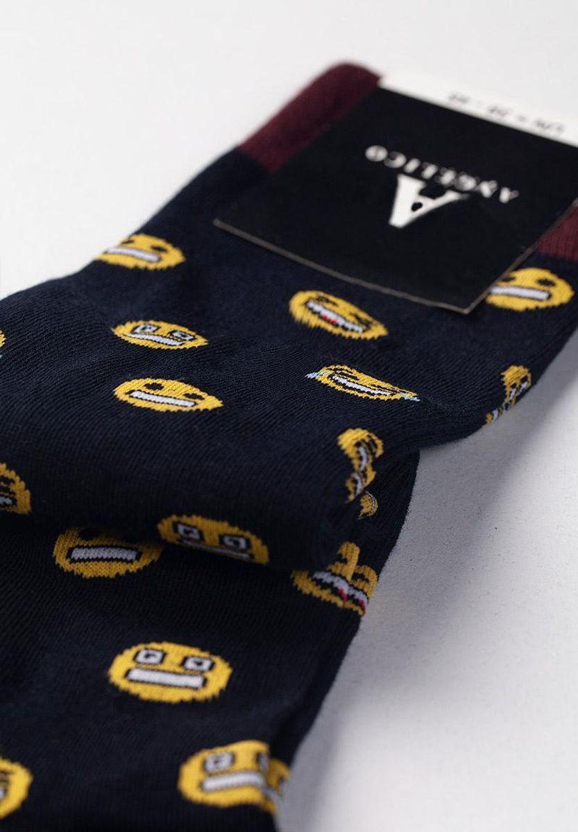 Calza blu smile giallo caldo cotone stretch