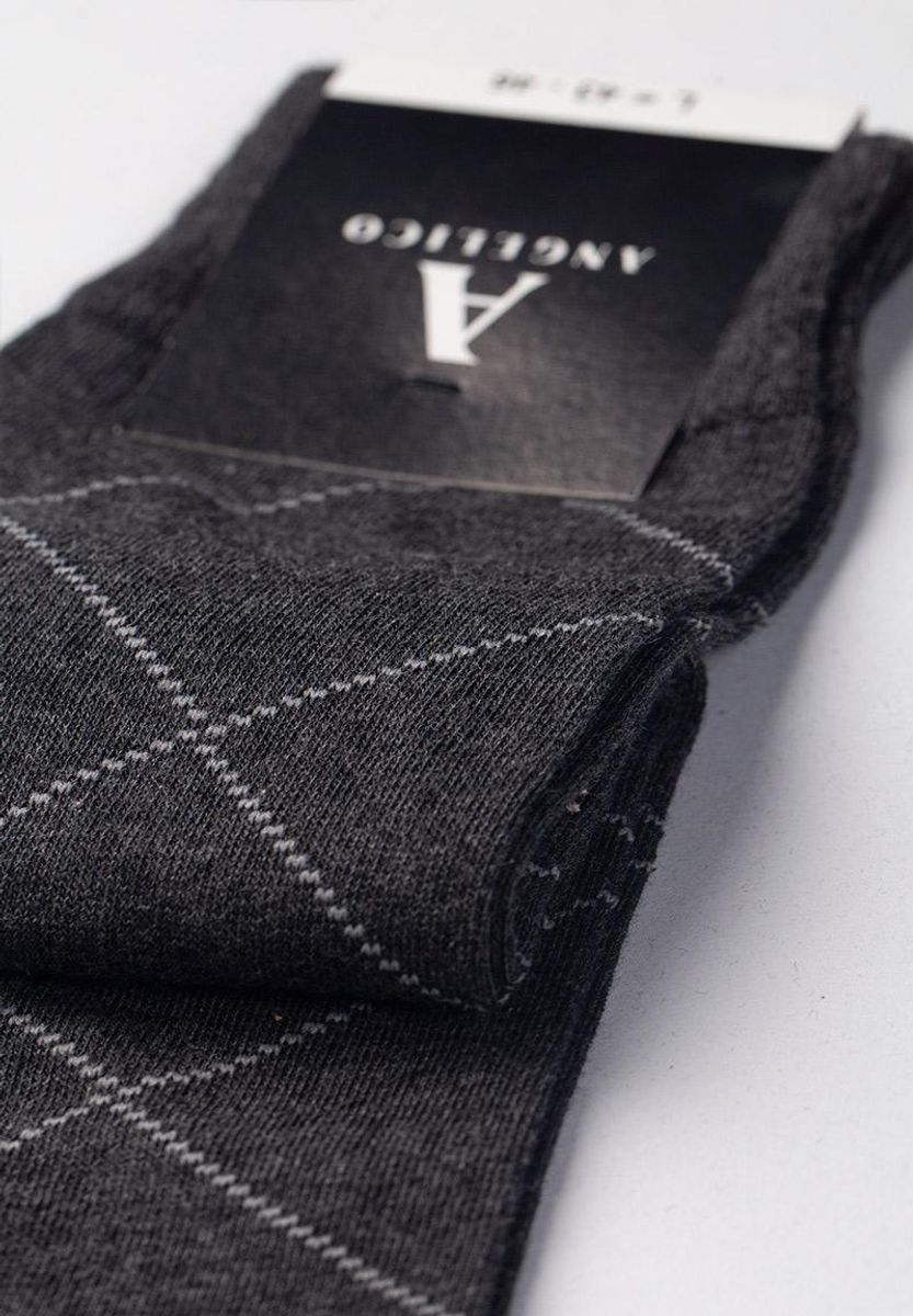 Calza grigia rombi cotone stretch