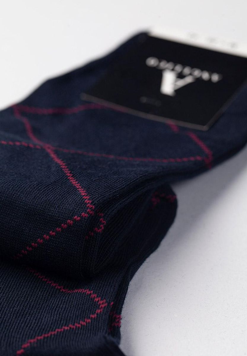 Calza blu rombi cotone stretch