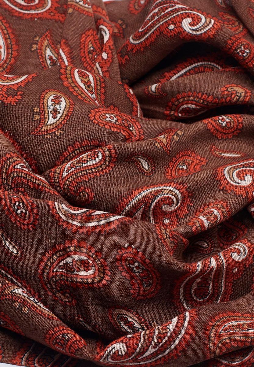 Sciarpa nocciola-mattone fantasia paisley