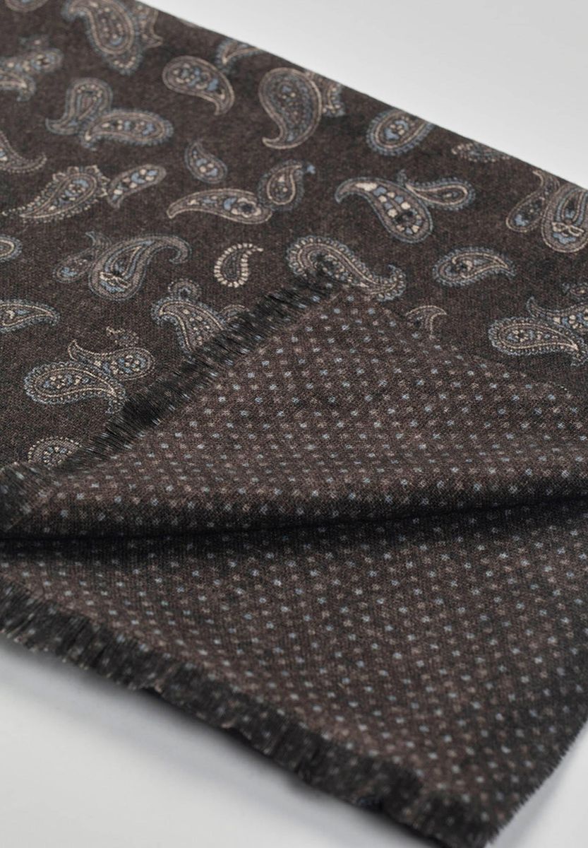 Sciarpa moro disegni cashmere azzurri lana