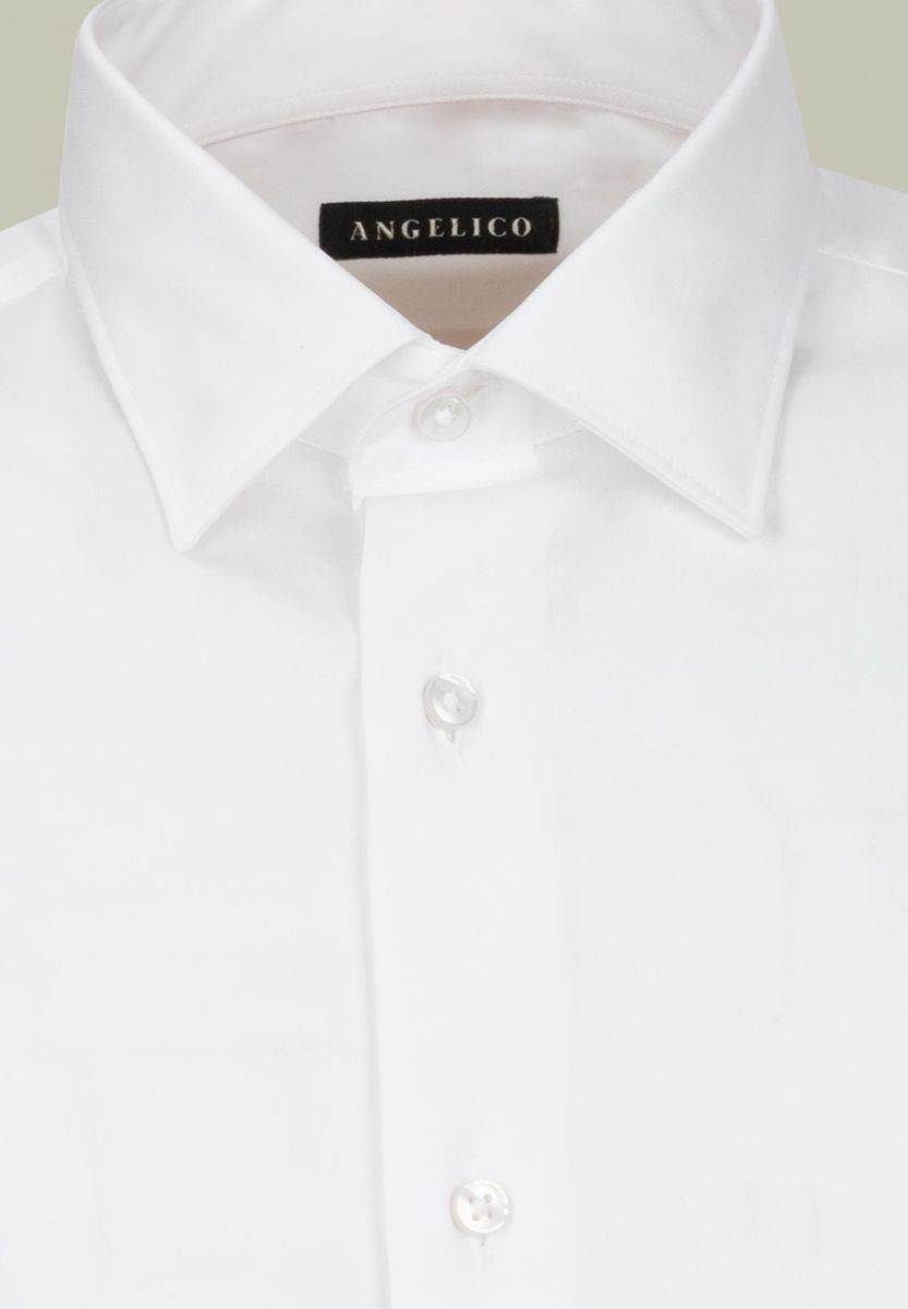 Angelico - Camicia bianca twill collo italiano slim - 2