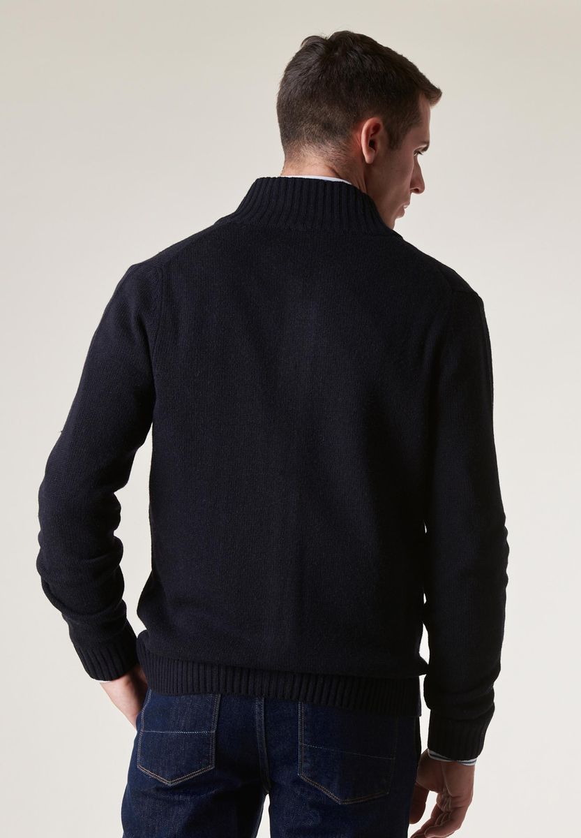 Cardigan blu bottoni collo alto