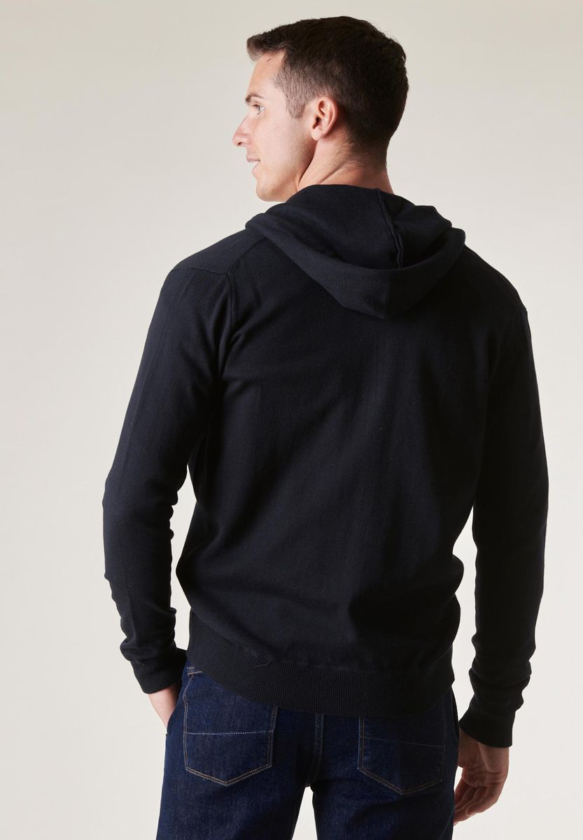 Maglia blu cappuccio full zip