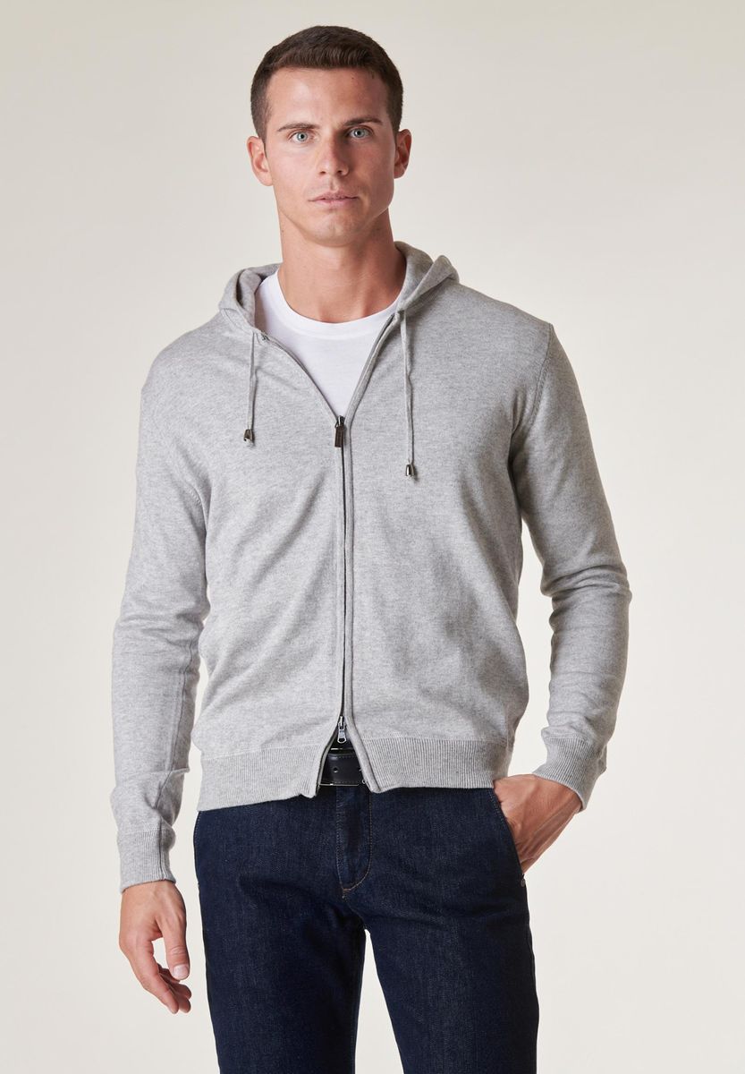 Maglia grigio chiaro cappuccio full zip