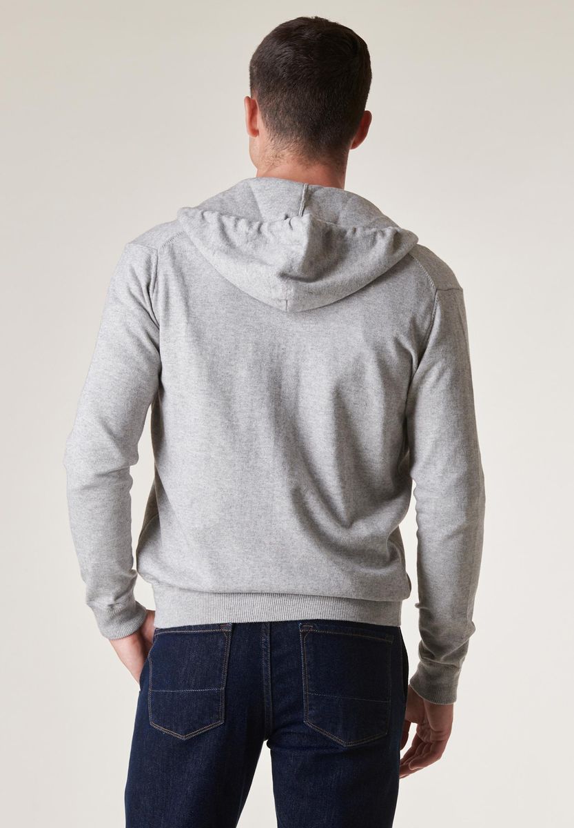 Maglia grigio chiaro cappuccio full zip