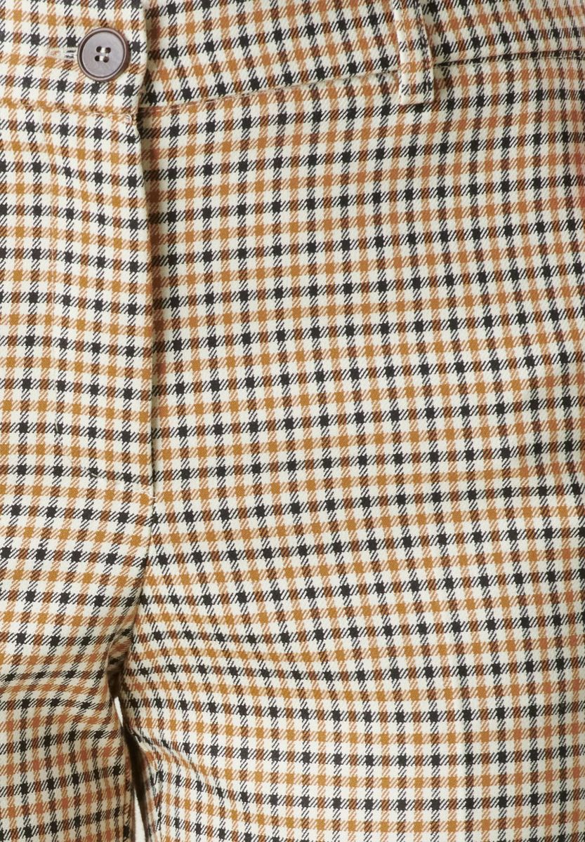 Pantalone quadretto senape-bianco elastico vita
