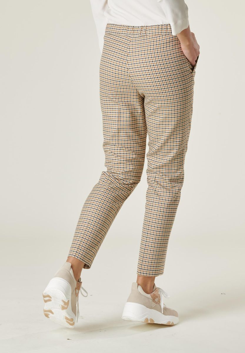 Pantalone quadretto senape-bianco elastico vita