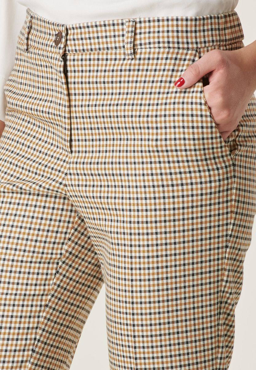 Pantalone quadretto senape-bianco elastico vita