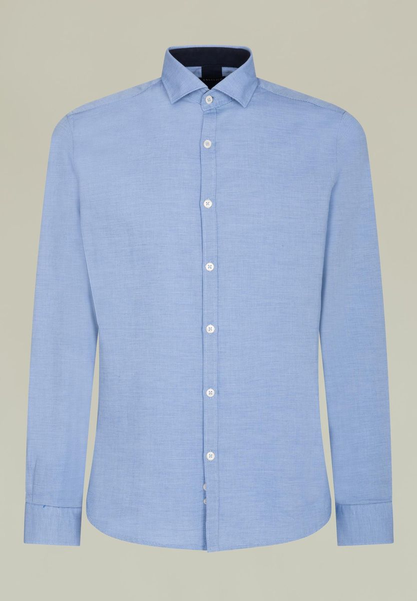 Camicia azzurra operata microquadretto custom