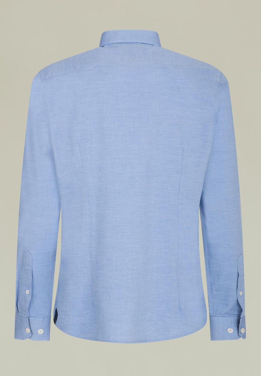 Camicia azzurra operata microquadretto custom