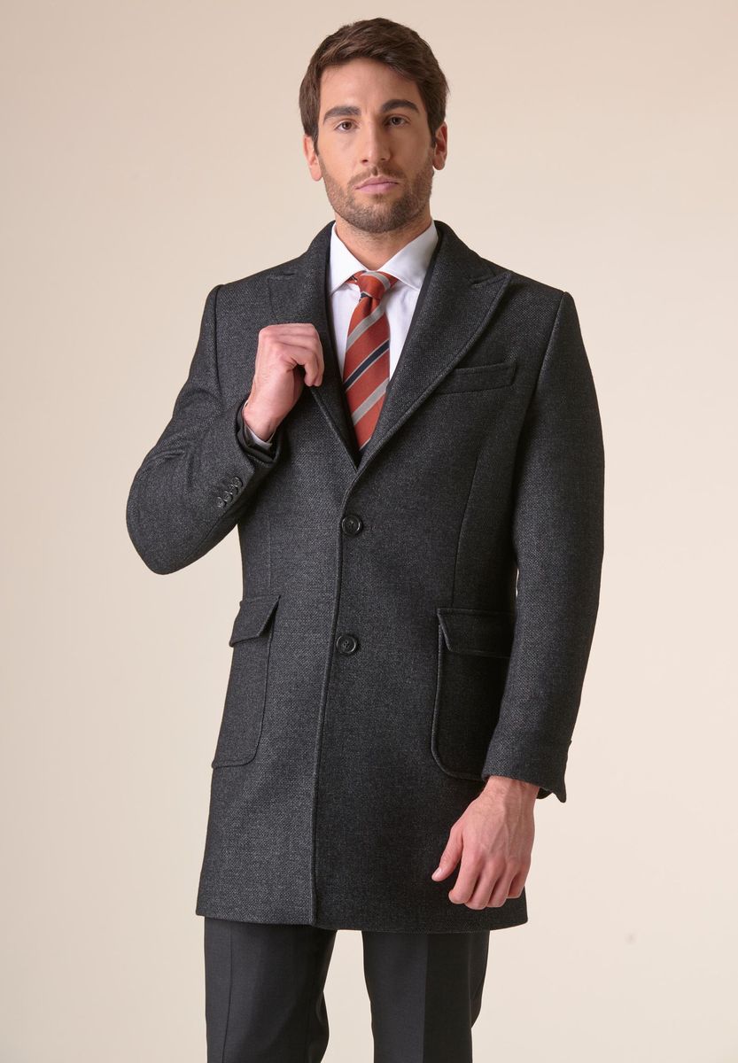 Cappotto antracite 2 bottoni tasche toppa