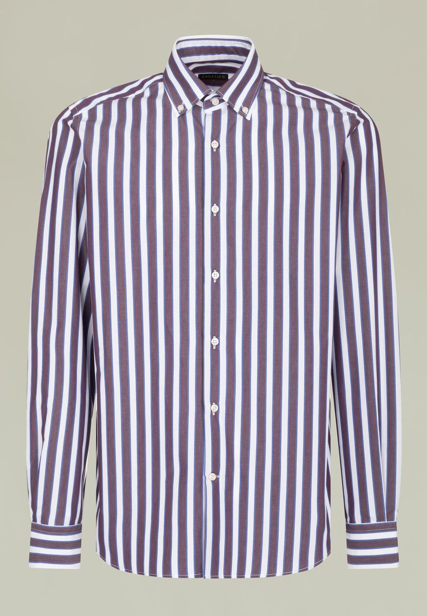 Camicia prugna-bianca rigata larga BD Angelico 1
