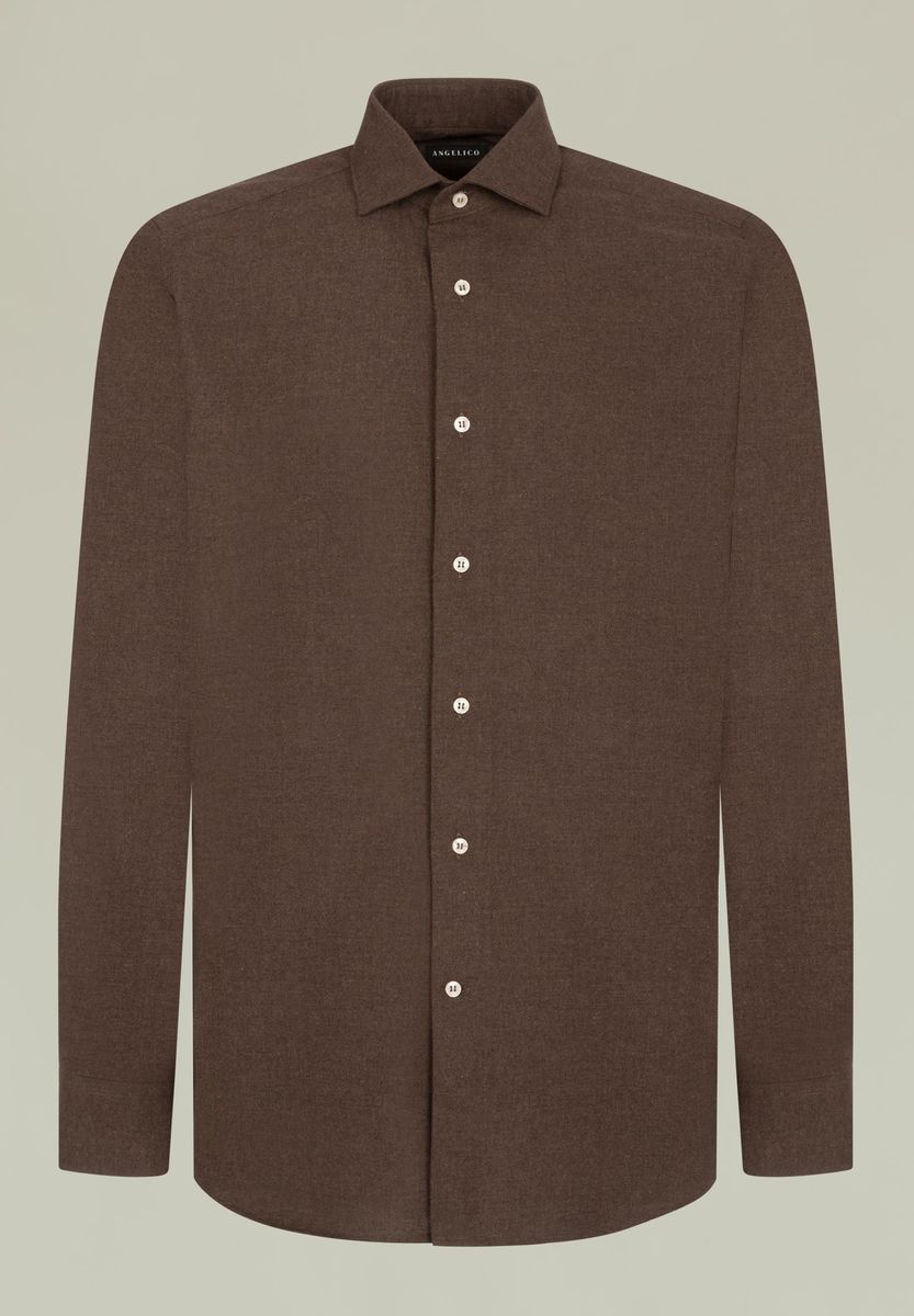 Camicia marrone flanellina cotone custom. Angelico 1