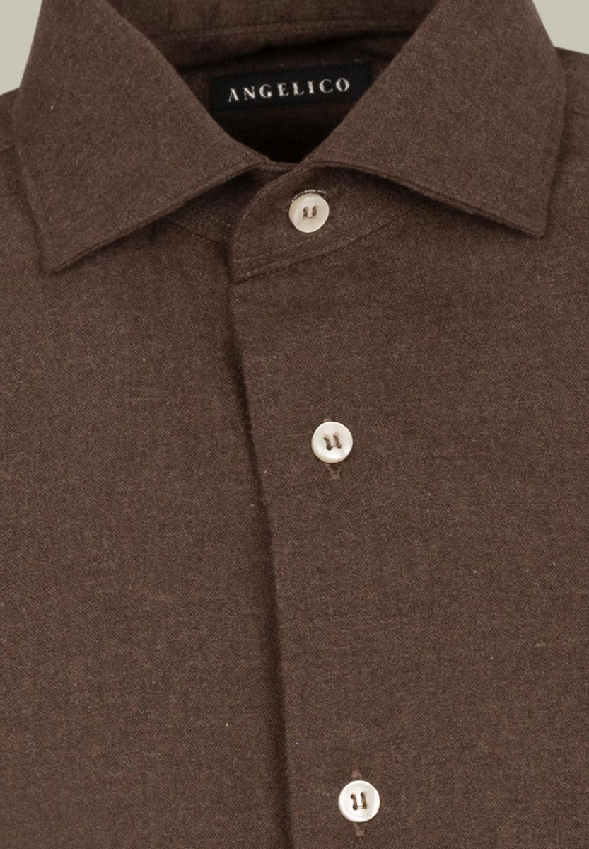 Camicia marrone flanellina cotone custom. Angelico 2
