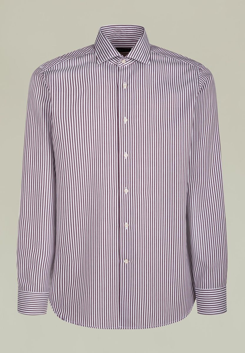 Camicia prugna-bianco righe francese slim