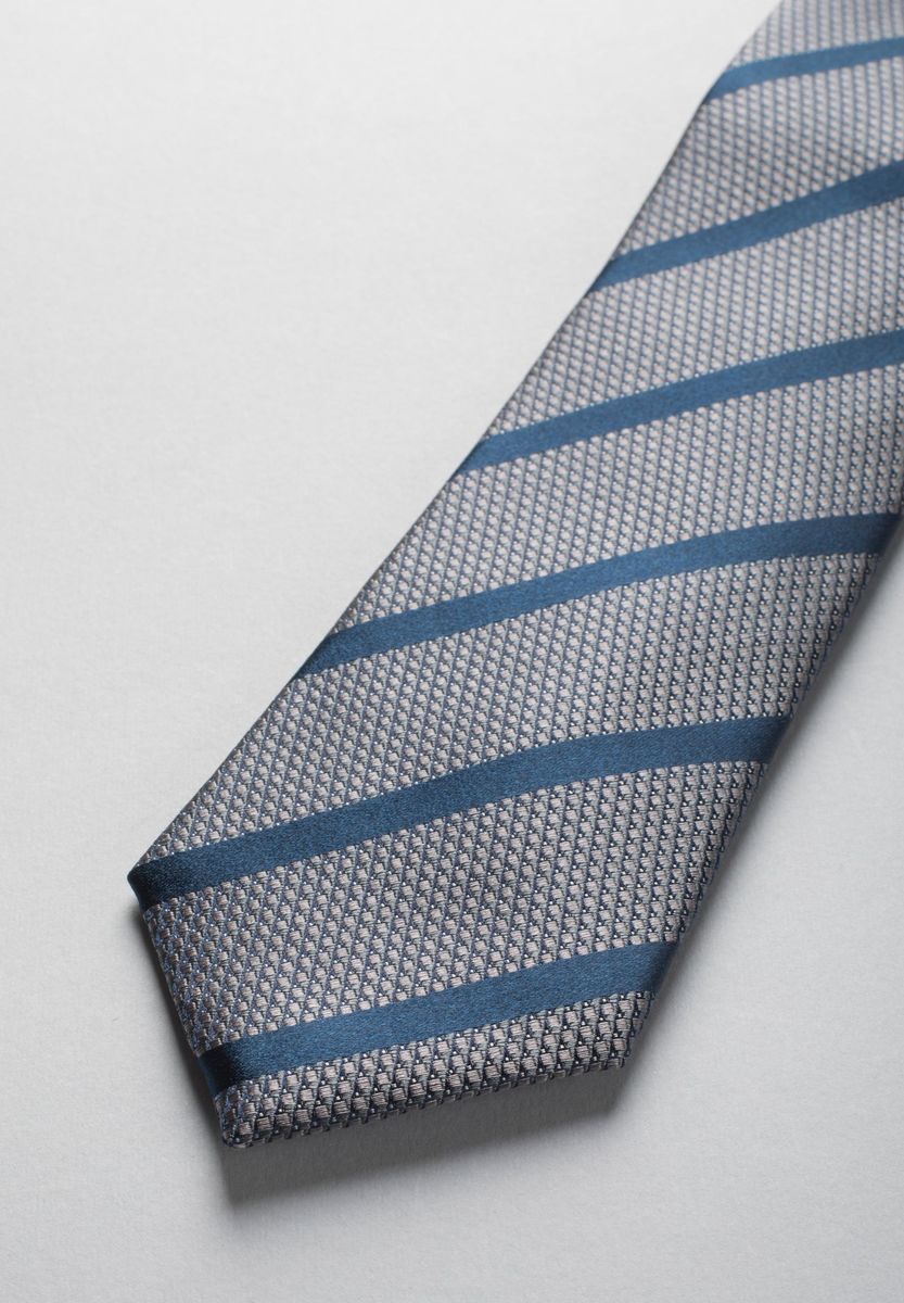 Cravatta grigia regimental blu seta