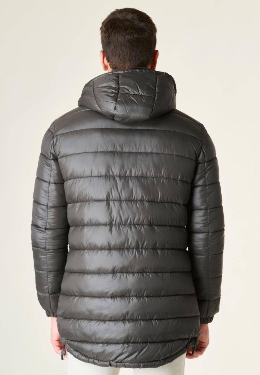 Giaccone fango lungo trapuntato cappuccio anorak-Angelico