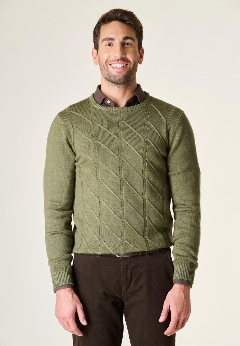 Girocollo militare treccia merino fast dyed