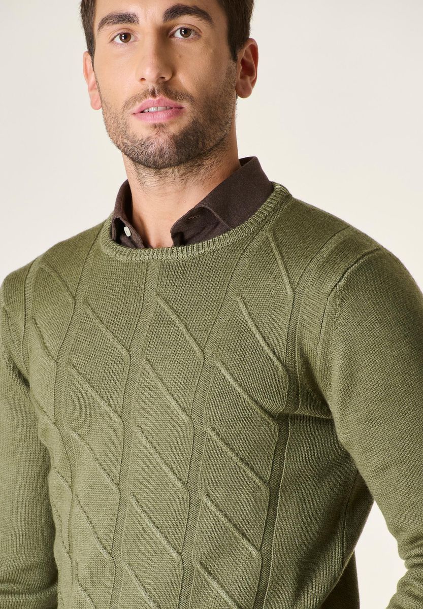 Girocollo militare treccia merino fast dyed
