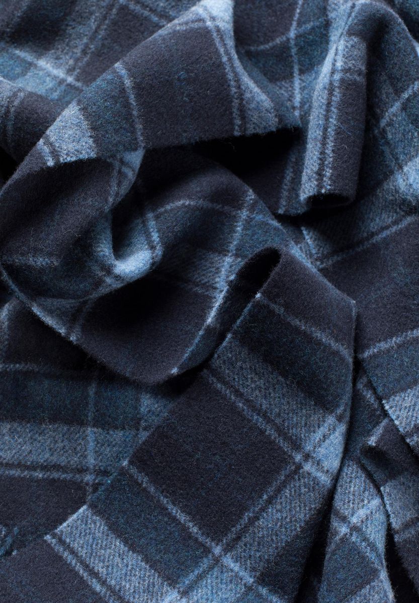 Sciarpa blu-azzurro tartan frange