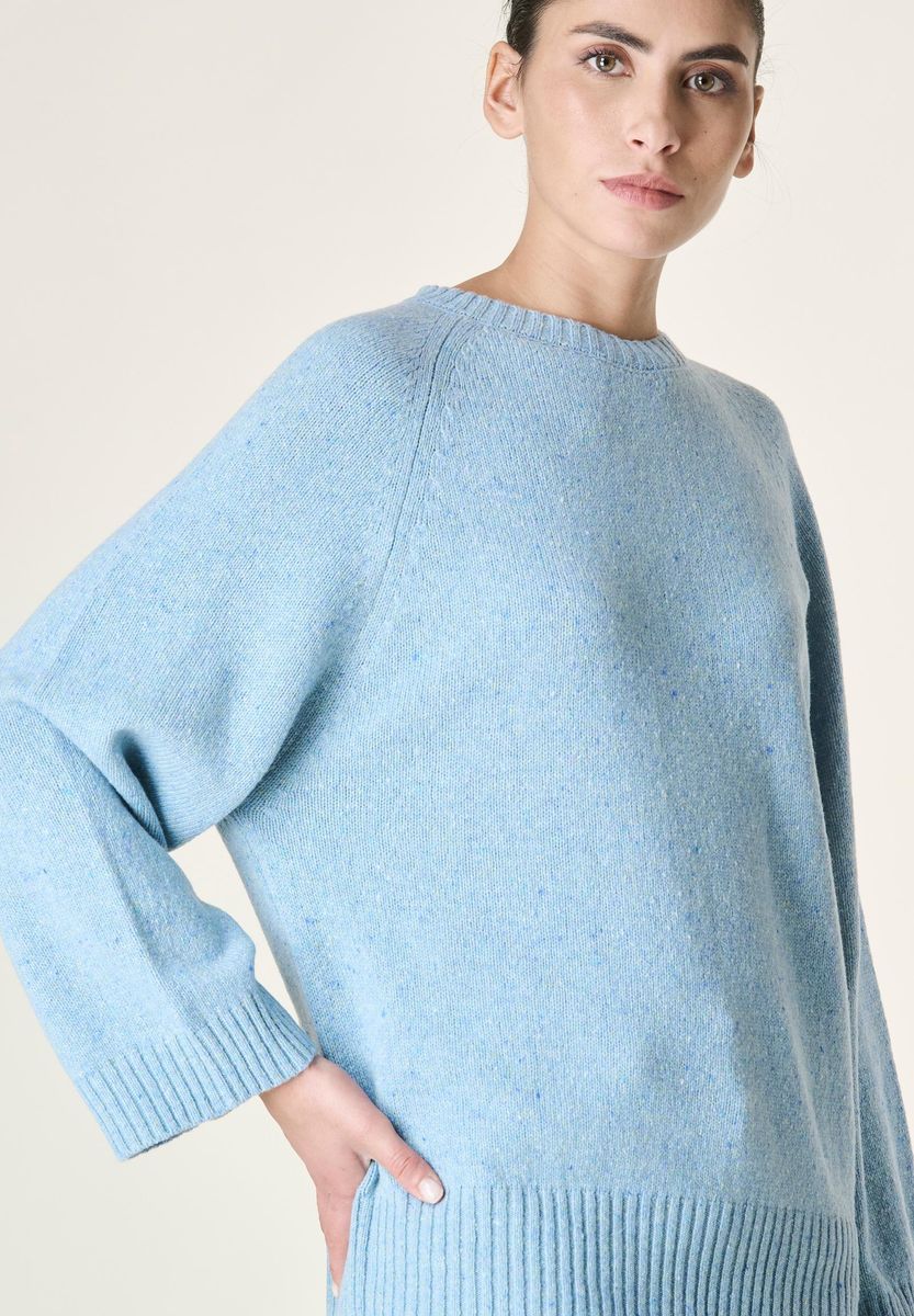 Maglia azzurra melange raglan-Angelico