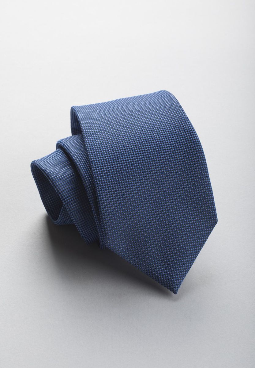 Cravatta bluette seta puntinata